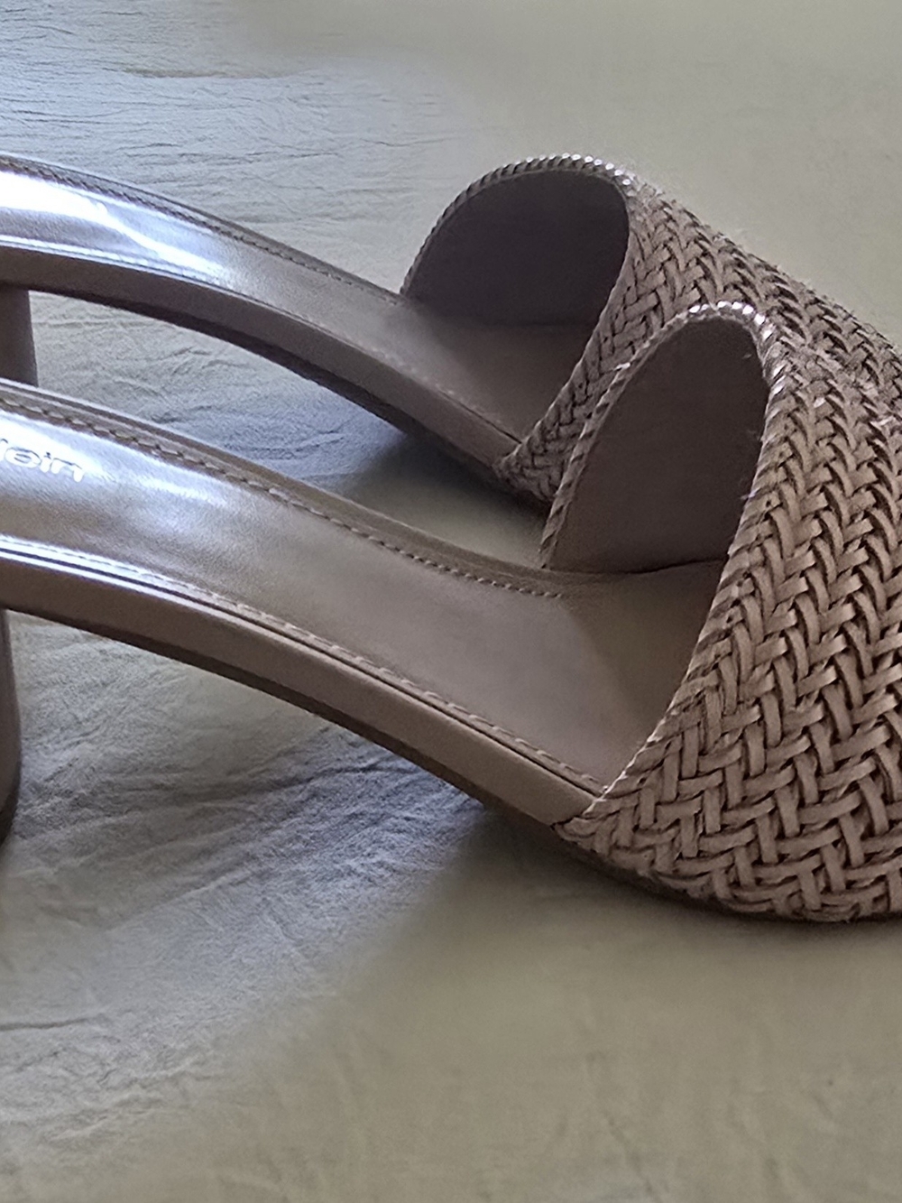 Calvin Klein Woven Slide Mules in Taupe